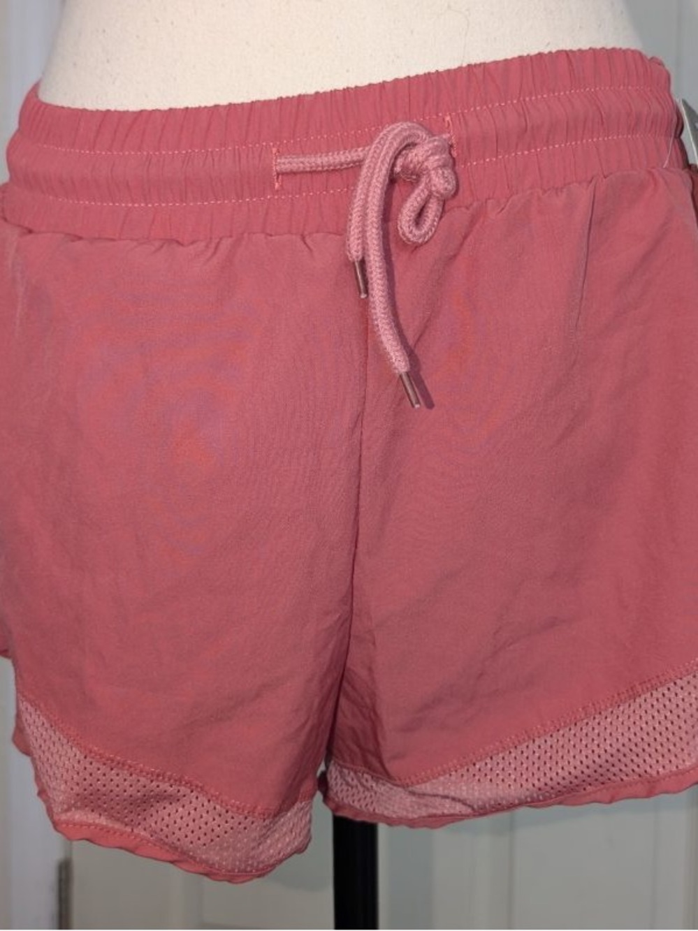 Othr Pink Drawstring Athletic Shorts with Mesh Trim